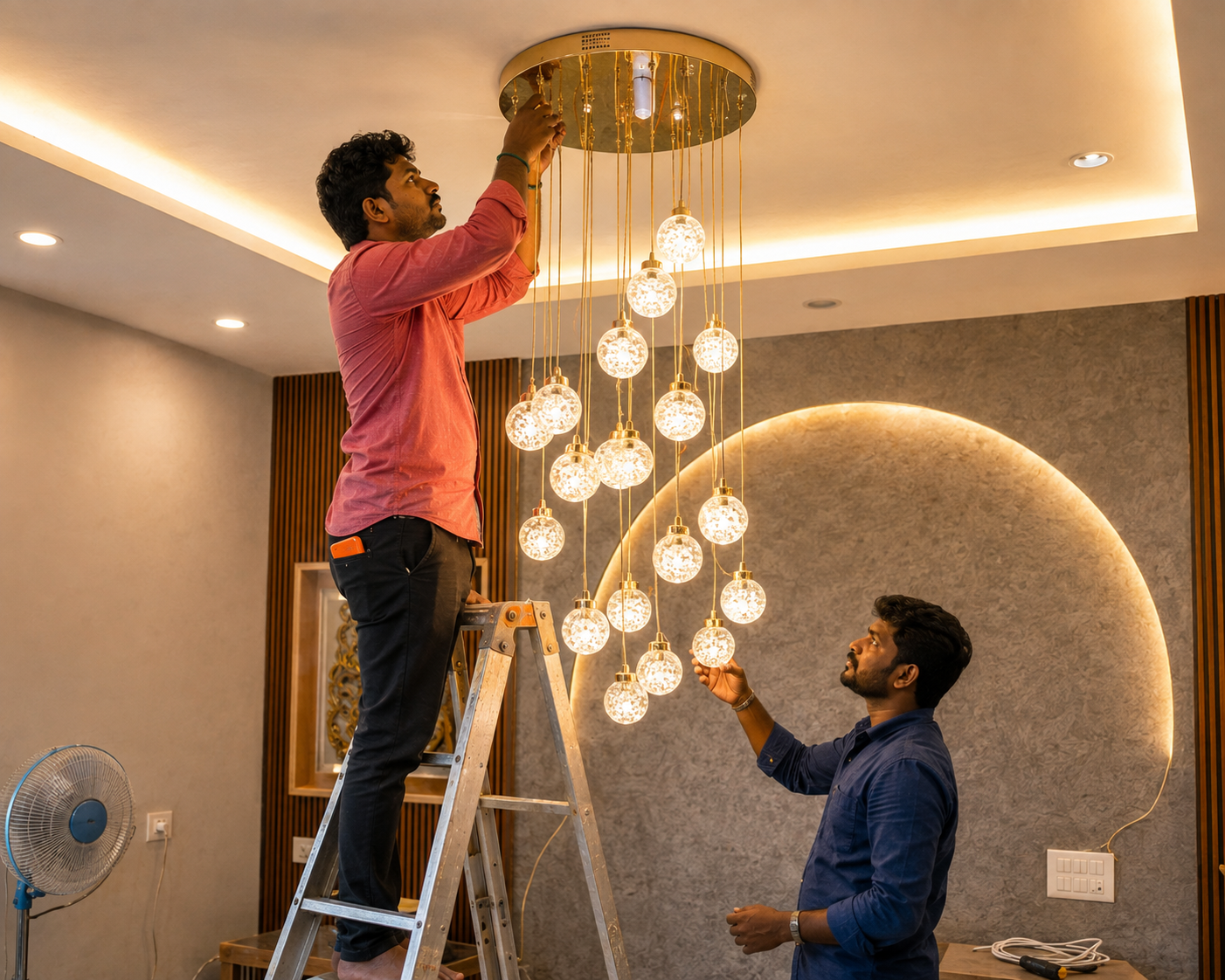 Electrical professional at work