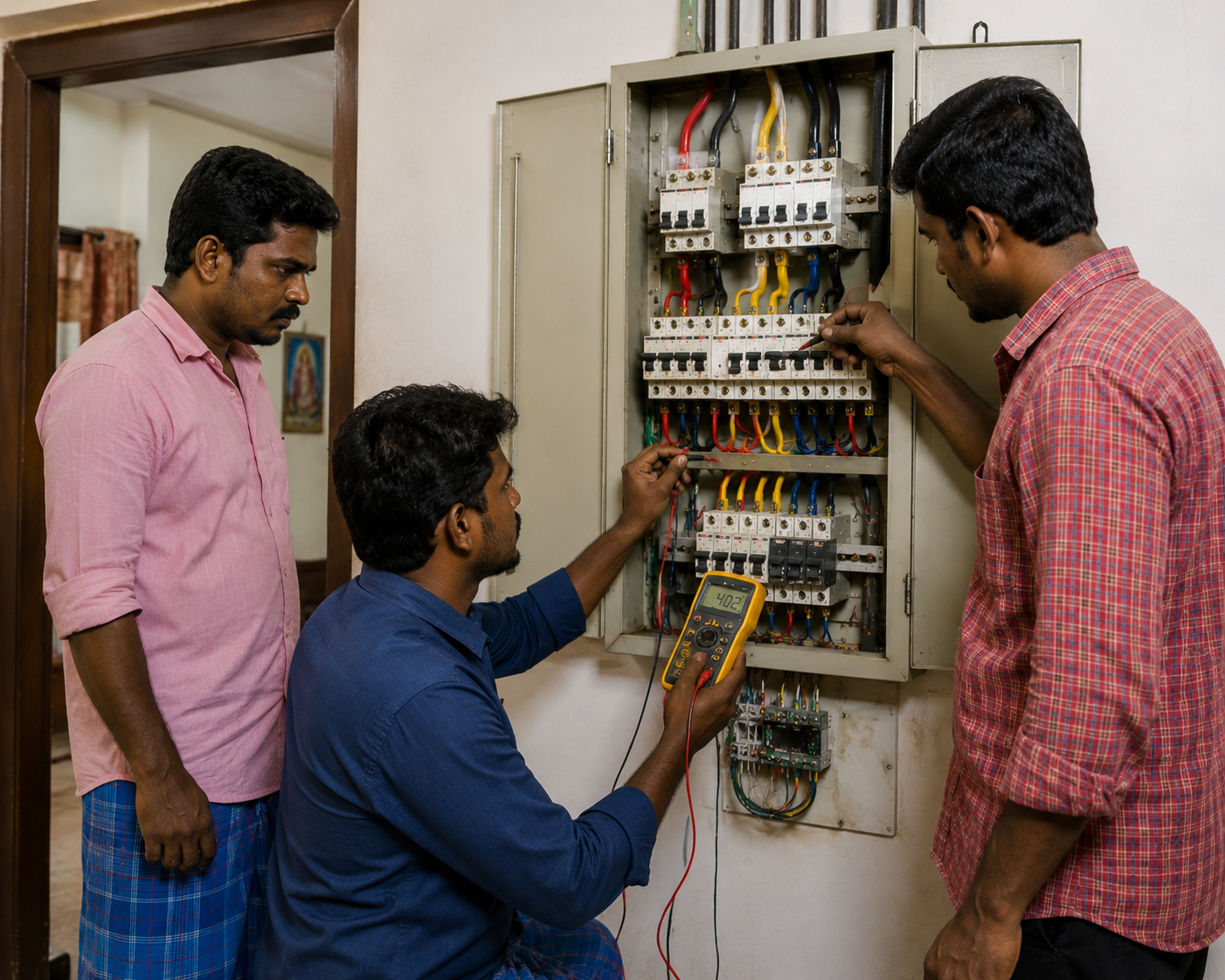 Electrical professional at work